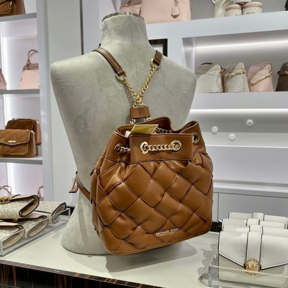 NWT New MK Michael kors Regina brown chain soft leather Backpack